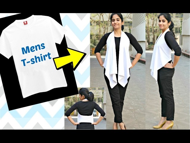 No Sew DIY: Convert Men's Tshirt to Flowy Girls' Jacket in 2 minutes