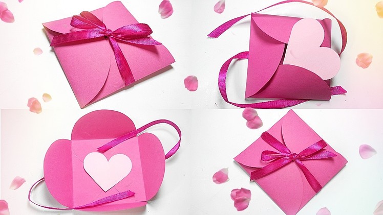 Paper gift box love diy tutorial making easy ideas.valentine love heart& Envelope secret message