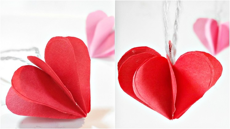 Paper heart 3D For Decoration.DIY Crafts - Paper Hearts Design Valentine's Day tutorial