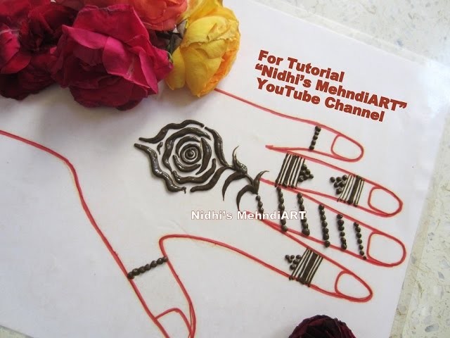 Quick Floral Mid Finger Henna Mehndi Design Art Tutorial for Hands
