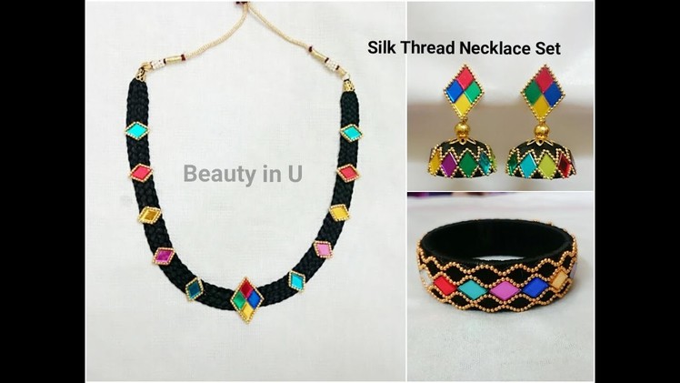 Silk Thread Necklace Set | Dori Necklace making at Home | Tutorial