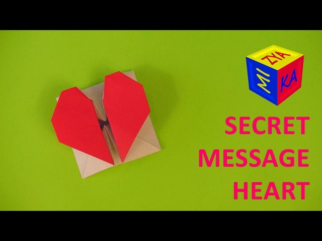 Valentines DIY ideas: an origami heart secret message. Video tutorial with folding instructions