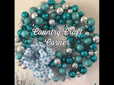 Deco Mesh and Ornament Garland Wreath (Bow Tutorial Included)