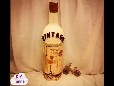 Decoupage vintage bottle DIY ideas decorations crafts tutorial