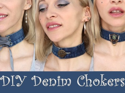 DIY Denim Chokers | Lace Up & Button Up 2 in 1 Version | Upcycle