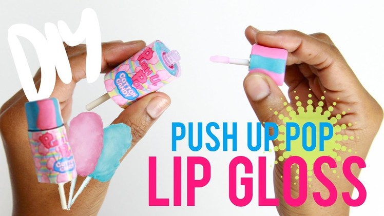 DIY Lip Gloss : Cotton Candy Push Up Pop Lip Gloss : Polymer Clay Ice Cream Tutorial