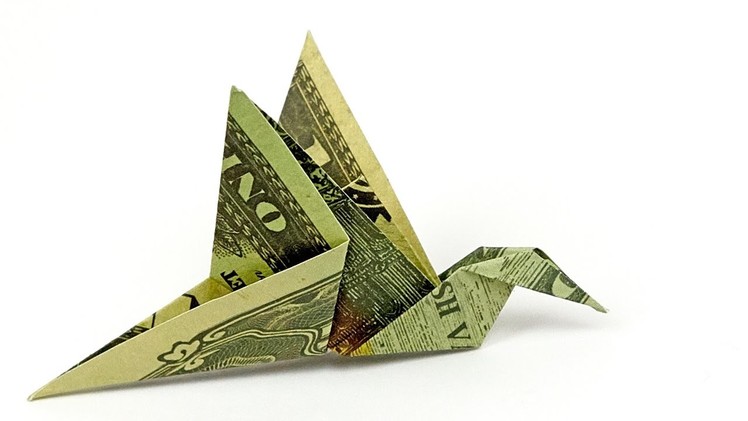 Dollar Bill Origami BIRD, how to fold a BIRD out of MONEY, 4K