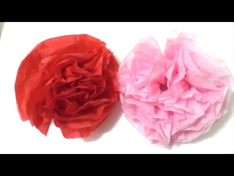 Easy Craft Tutorial Flower.Crepe Paper make flower 简单手工 花纸   簡単クラフト　フラワーペーパーです
