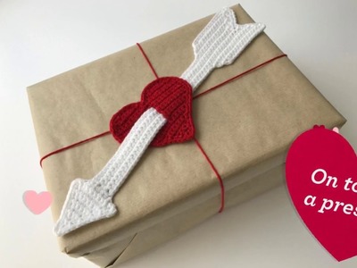 How to crochet Cupids arrow and heart Free Crochet Pattern LittleOwlsHut