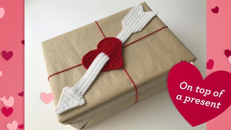 How to crochet Cupids arrow and heart Free Crochet Pattern LittleOwlsHut