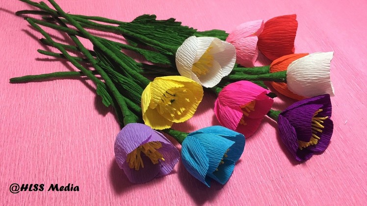 How to make pretty poppy flower by crepe paper easy.origami diy flowers poppy craft tutorials