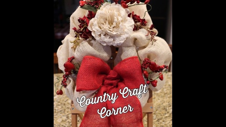 Quick & Small Valentine's Day Wreath Tutorial (Cream & Red Burlap)