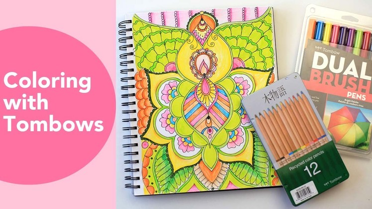 Coloring with Tombows | Adult Coloring Page TimeLapse | Tombow Dual Brush pen tutorial