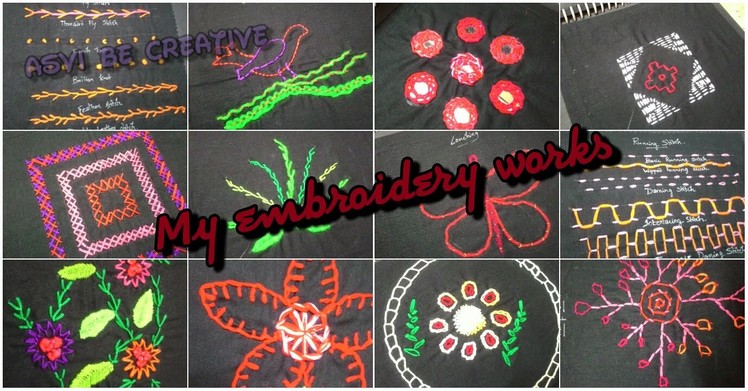 Easy Hand Embroidery Works (Mirror Work, Running stitch, Back stitch etc) Indian You-tuber