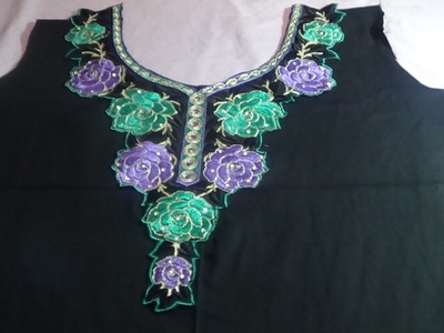 How To Attach Appliqué On The Neckline Of The Kameez.Kurti