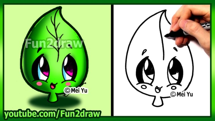 How to Draw Cute Easy - Leaf Earth Day - Fun2draw