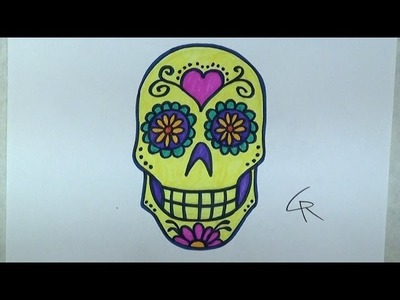 Learn How To Draw and Color A Sugar Skull -- Part 2 -- iCanHazDraw!