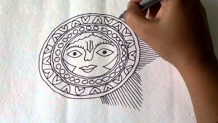 Lesson 11 : (हिन्दी) Draw a sun sketch in Madhubani painting - Part 1