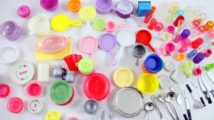 My Doll Kitchen Utensils  Collection- Doll Crafts - pots,pans,plates,cuttlery,utensils,cups