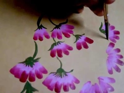One Stroke Fabric Painting - How to paint flowers