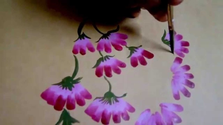One Stroke Fabric Painting - How to paint flowers