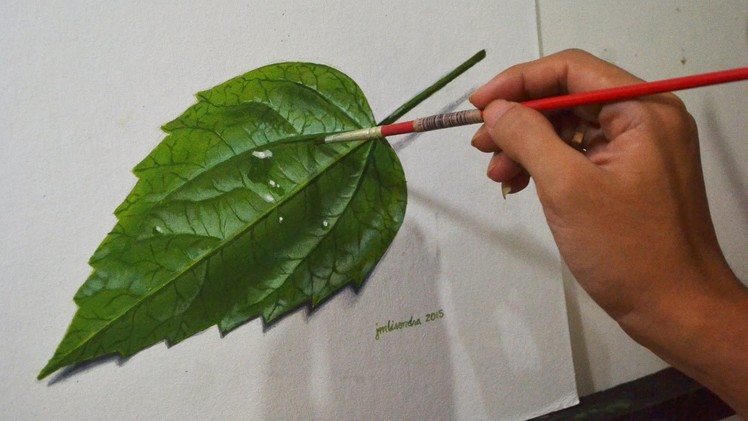 Realistic Leaf Acrylic Painting in Time-lapse by JM Lisondra