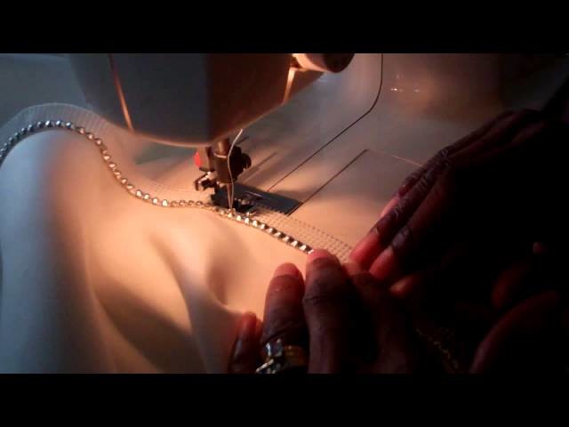 Sewing  Rhinestone Cording  unto a Garment