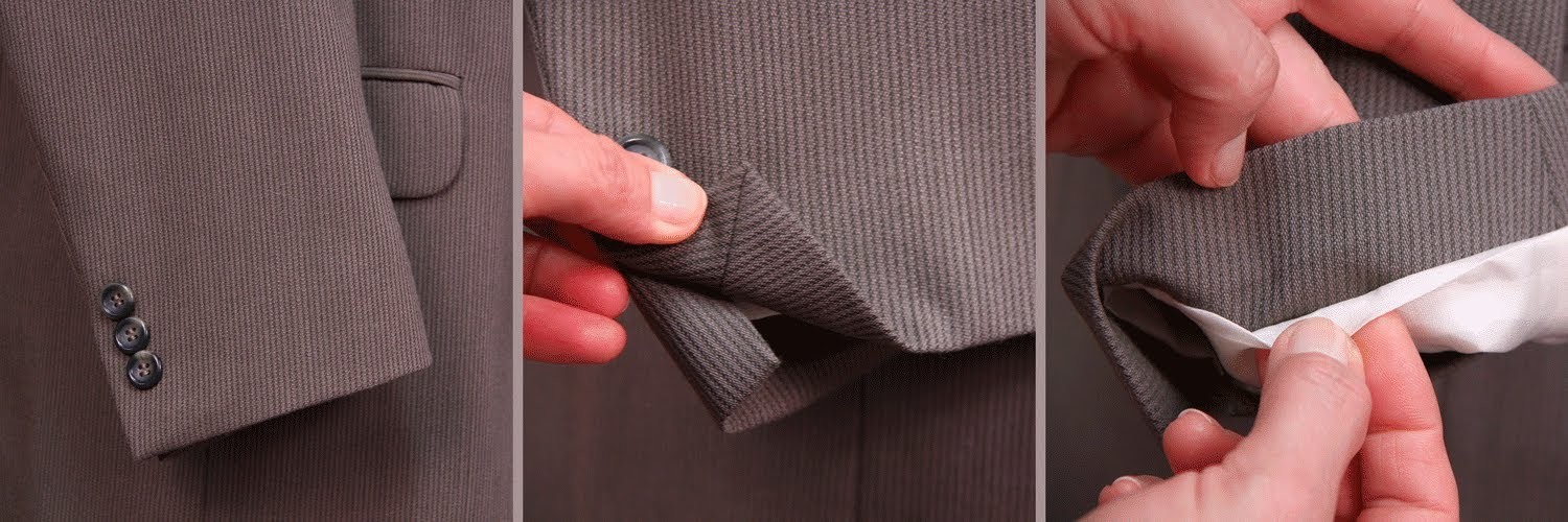 Suit or Jacket Alteration Shortening Sleeve with Mitered Corner Vent ...