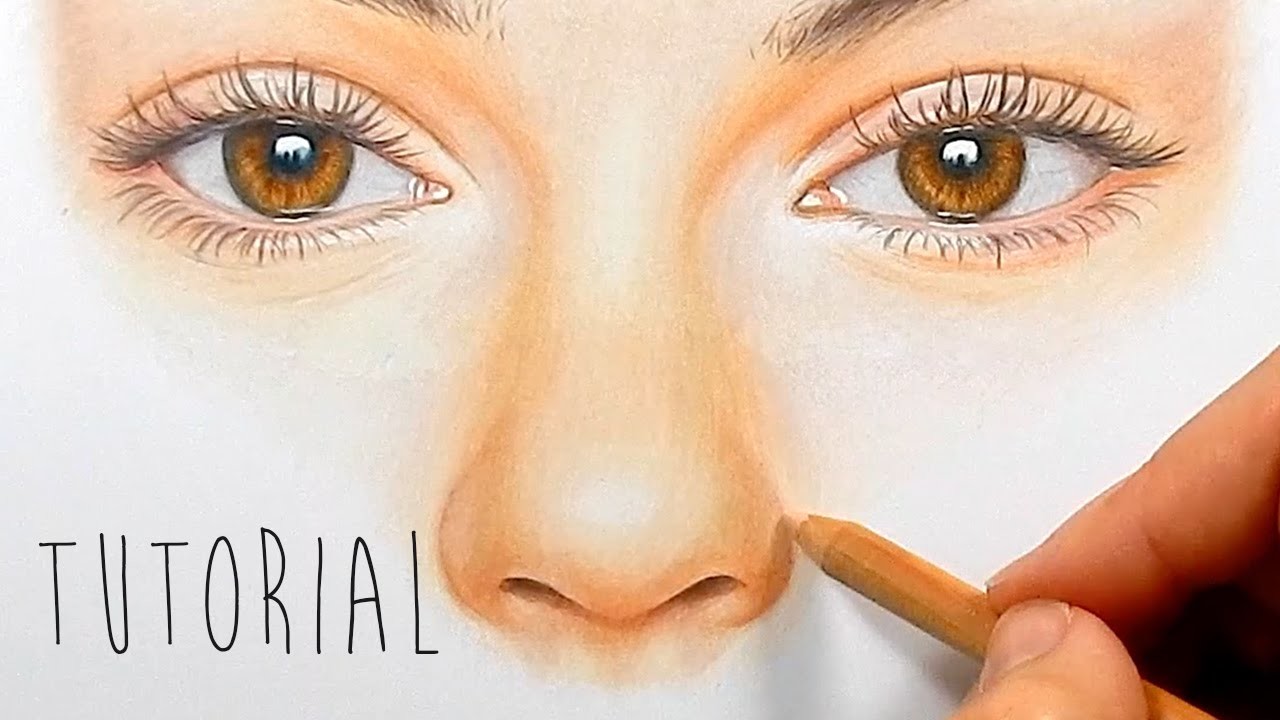 Tutorial How to draw color a realistic nose with colored
