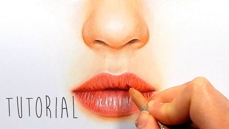 Tutorial | How to draw, color realistic lips with colored pencils - step by step | Emmy Kalia