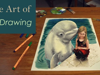 3D Art. Custom Drawing from photo "little girl with dolphin"