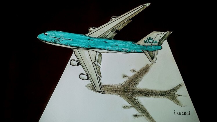 3D BOEING 747-400, KLM AIRLINES drawing timelapse