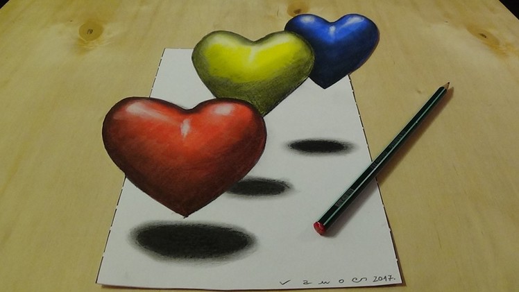 3D Drawing and coloring for Kids - Coloring 3D Hearts