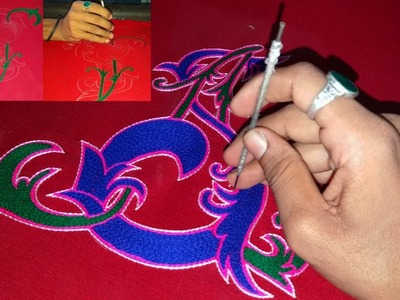 A S designing logo stitching by hand