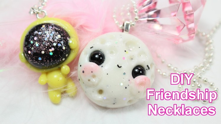 DIY BFF Charms - Moon and Spaceman - In Polymer Clay - friendship necklaces