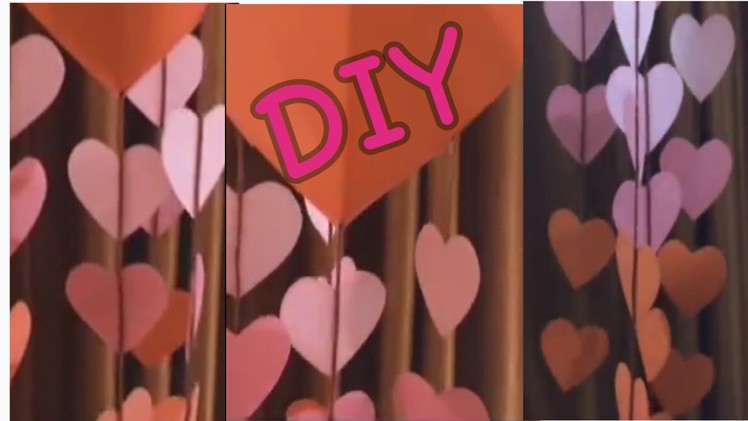 DIY Valentine Decore | How to make wind chime style valentine decore | valentine heart wall hanging