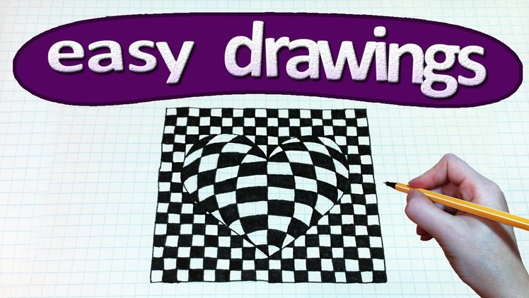 Easy drawings #238   How to draw a heart. 3d drawings for beginners