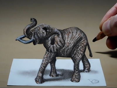 Elephant   3D Trick Art on Paper