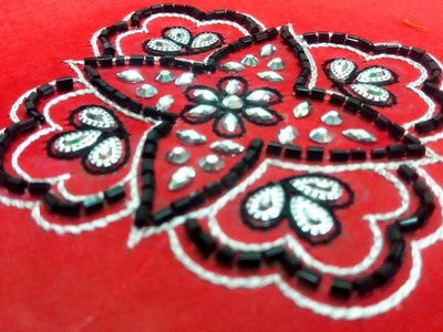 Hand embroidery flower stitching