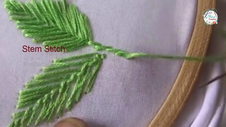 Hand Embroidery  Leafs ( Romanian, Fly, Herring Bone) Stitches Designs # 3 - by Maa Creative
