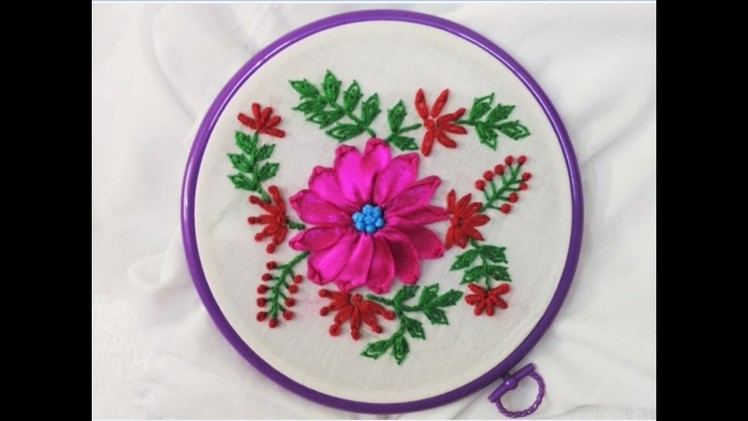 Hand Embroidery - Ribbon Flower and Lazy Daisy Stitch