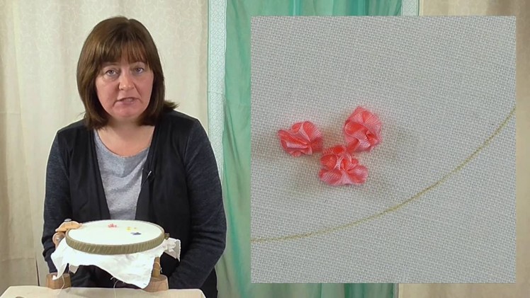 Hand Embroidery - Ribbon work gathered ribbon