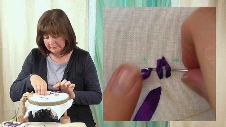 Hand Embroidery - Ribbon work ribbon fly stitch