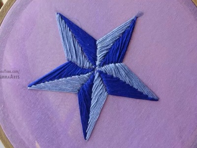 Hand Embroidery Star Design Satin Stitch by Amma Arts