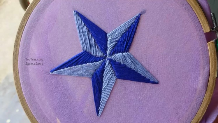 Hand Embroidery Star Design Satin Stitch by Amma Arts