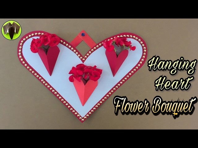 HANGING HEART FLOWER BOUQUET for Valentine's Day - Tutorial by Paper Folds #705