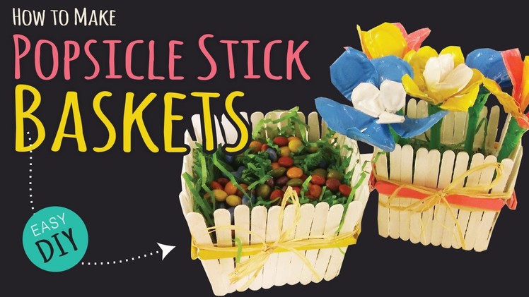 How to Make a Popsicle Stick Basket  | Easy Party DIY | Kids Crafts by Three Sisters