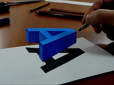 Try to do 3D Trick Art on Paper, Floating letter A