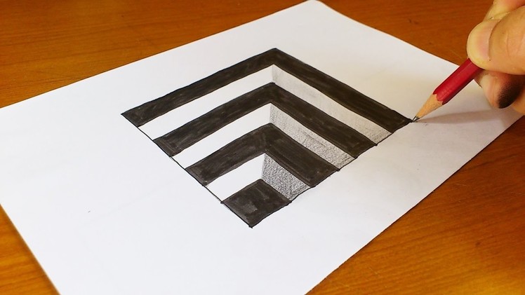 Very Easy!! How To Draw 3D Hole for Kids - Anamorphic Illusion - 3D Trick Art on paper