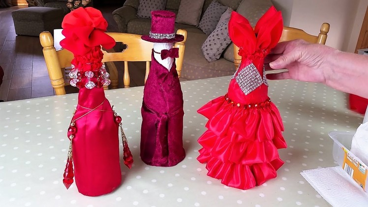 Beautiful Romantic Valentine Wine bottle Cover. Cooler  Easy project